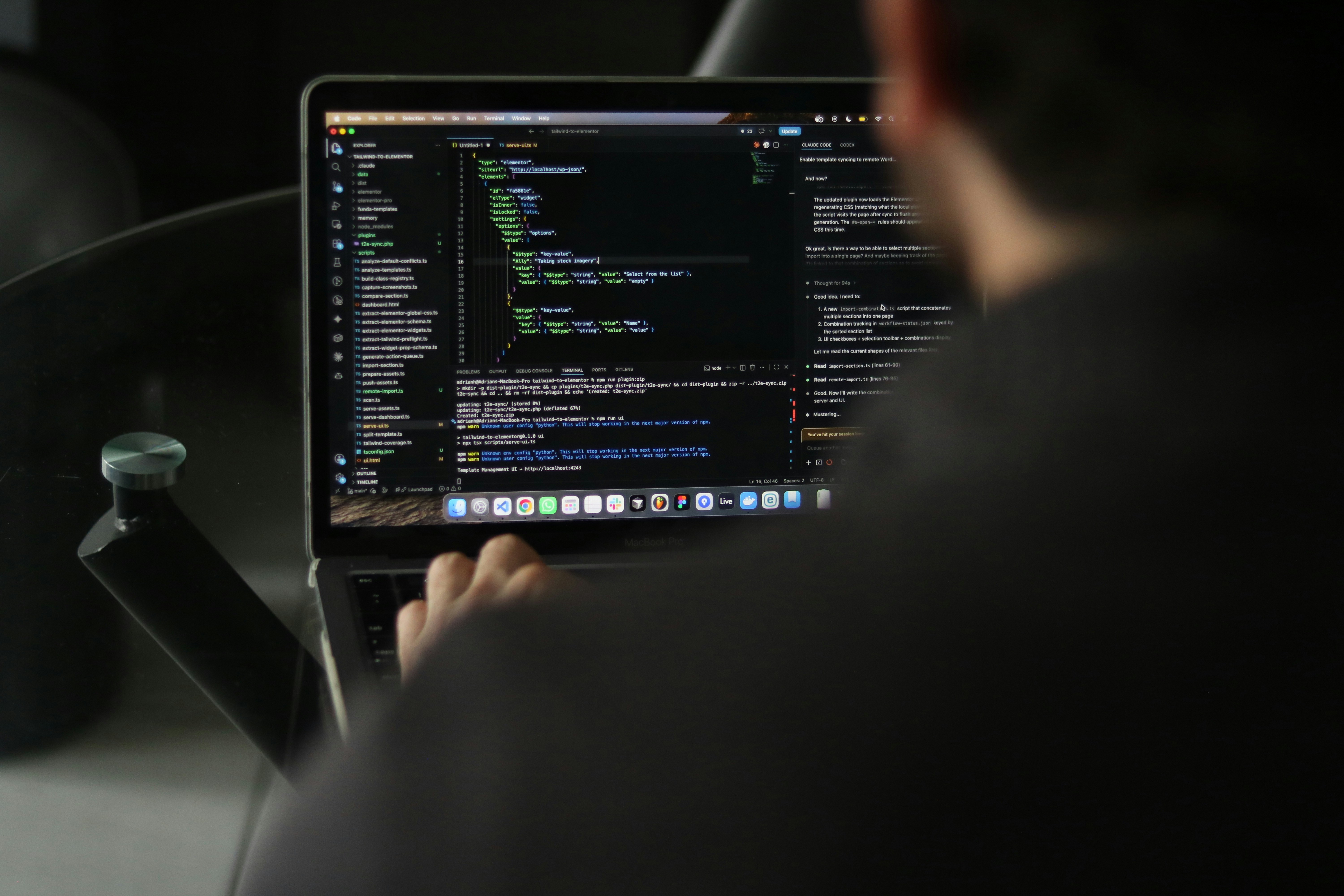 Developer engineering a connected web application