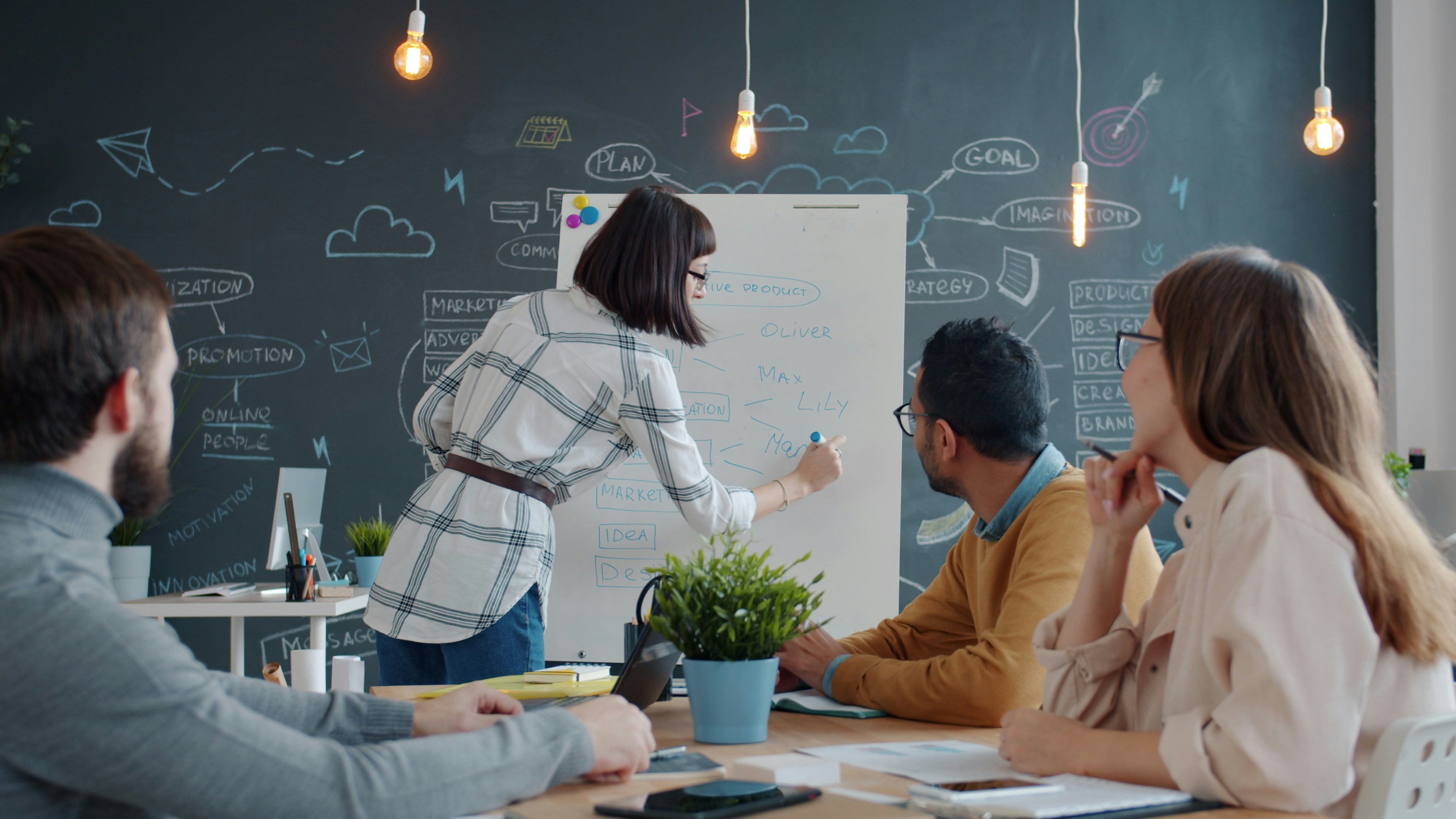 Product team planning an employee portal and operational workflow
